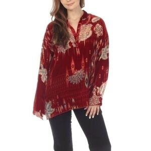 Johnny Was Feather velvet  burnout Mara blouse NWT (oversized)